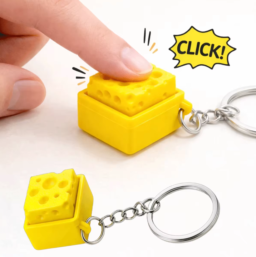 3D Printing Keychain - 3D Printed Mini Cheese Keyboard Clicker