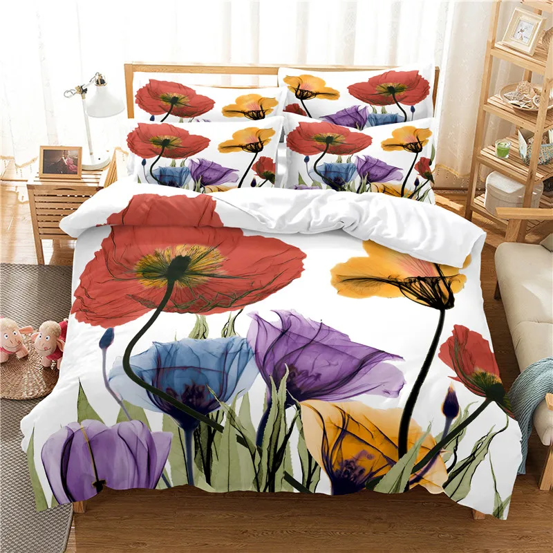 Flowers Bedding Set Duvet Cove - 3D Printing Ideas 评论和价格