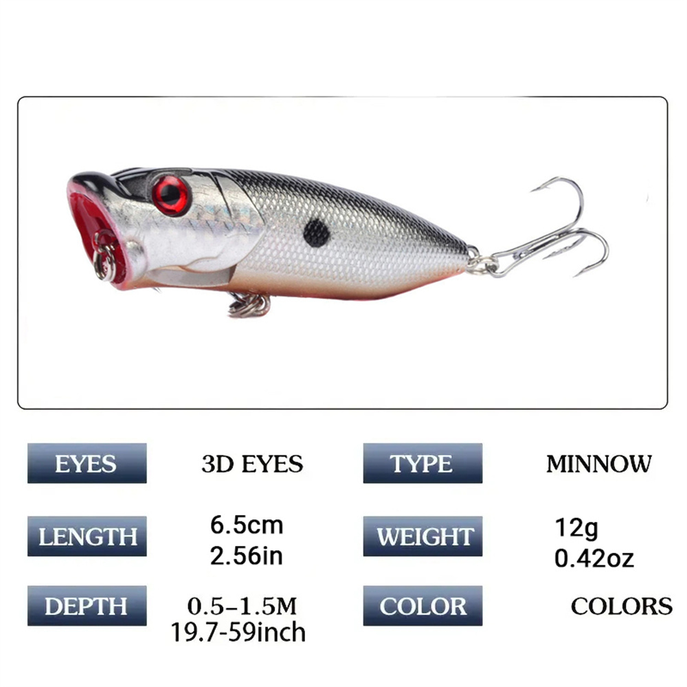 5Pcs Popper Fishing Lures 3d E - 3D Printing Lure 评论和价格