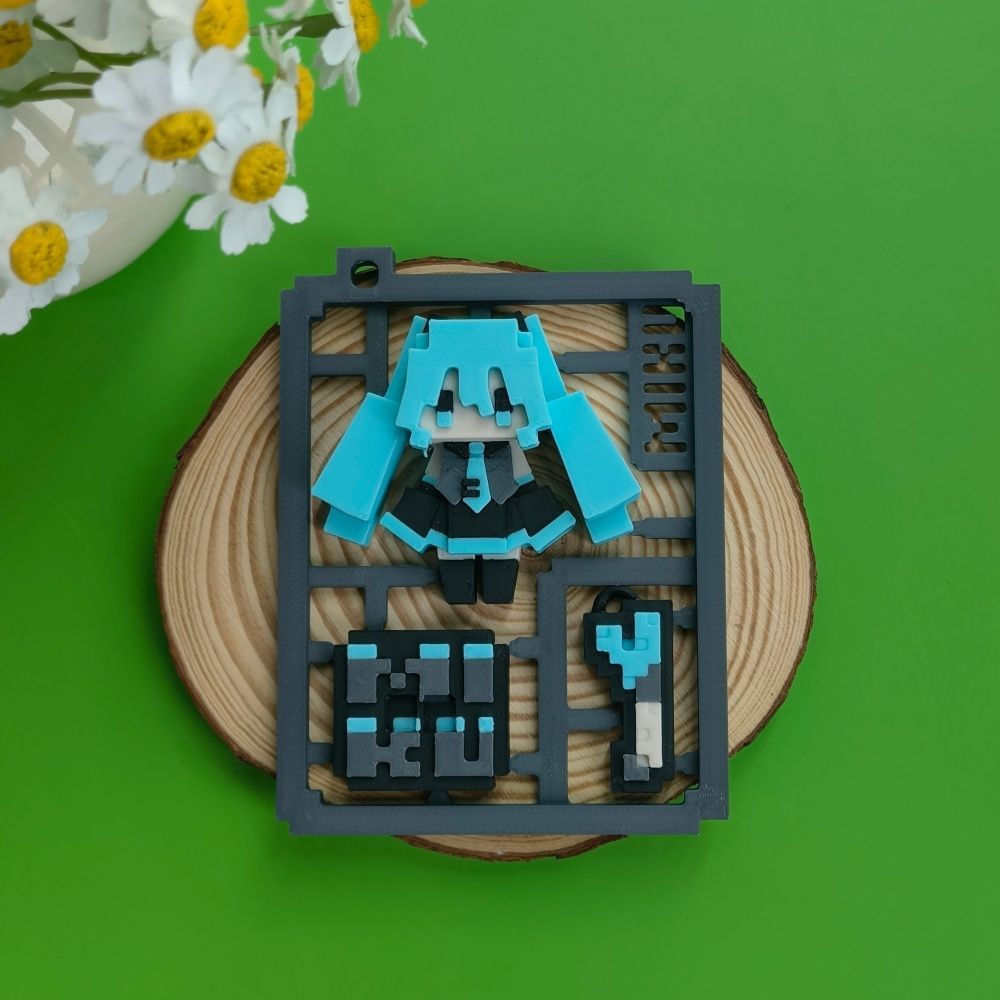 3D Printed Cute Pixel Hatsune  - 3D Printing Keychain 评论和价格