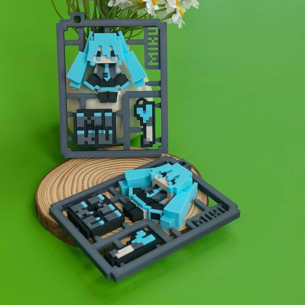 3D Printed Cute Pixel Hatsune  - 3D Printing Keychain 评论和价格
